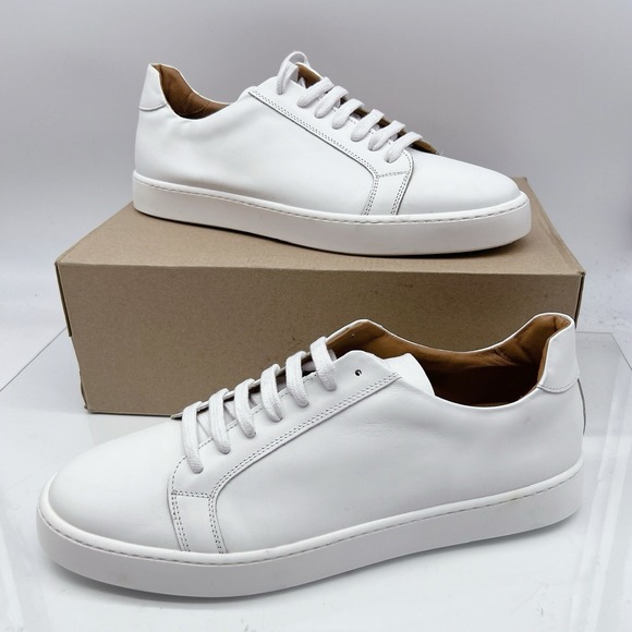 Bruno Magli Magnifico White Leather Low Top Lace Up Sneaker Mens US 11.5 ITALY